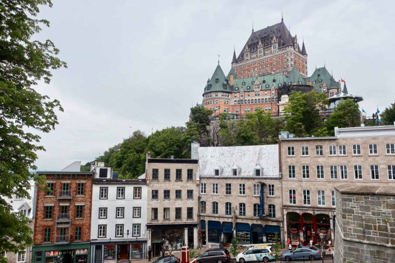 view of fairmont le château frontenac from montmorency park