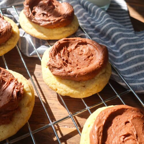 frosted cookies on wire rack