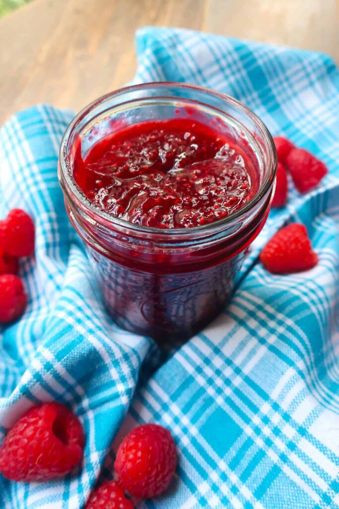 jar of 3-ingredient raspberry jam