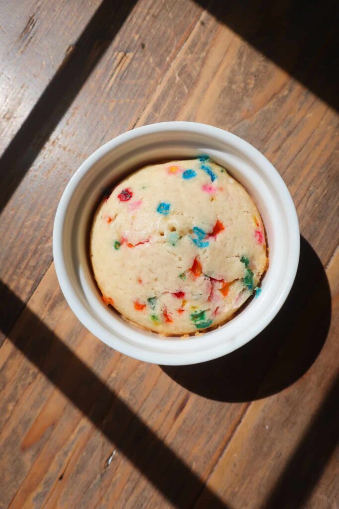 funfetti cake for one in ramekin