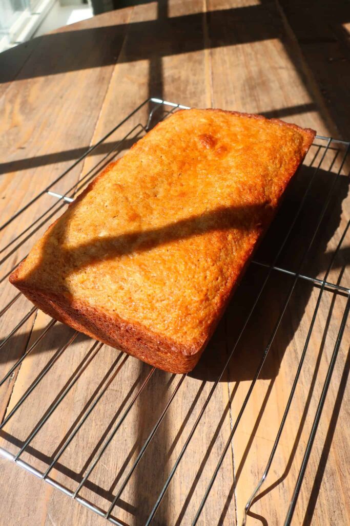 spice loaf cake cooling on wire rack