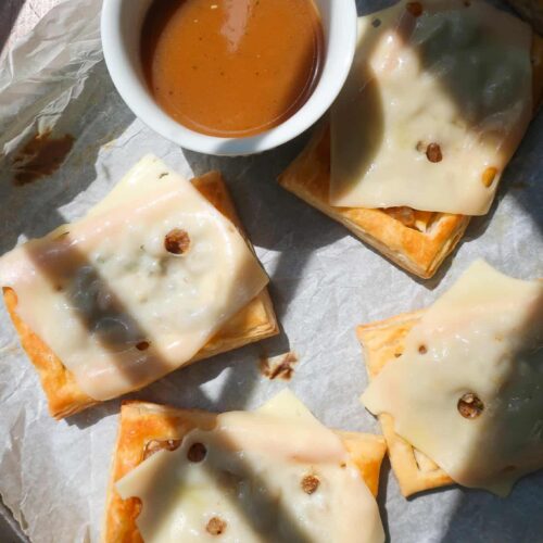 easy French onion puff pastry with gravy