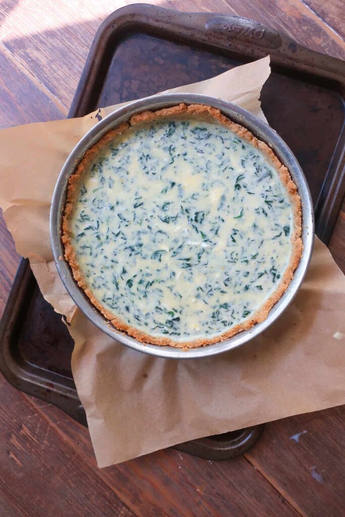 spinach quiche ready to bake