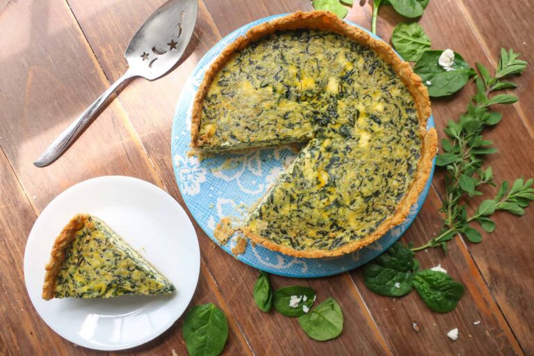 deep dish spinach feta quiche