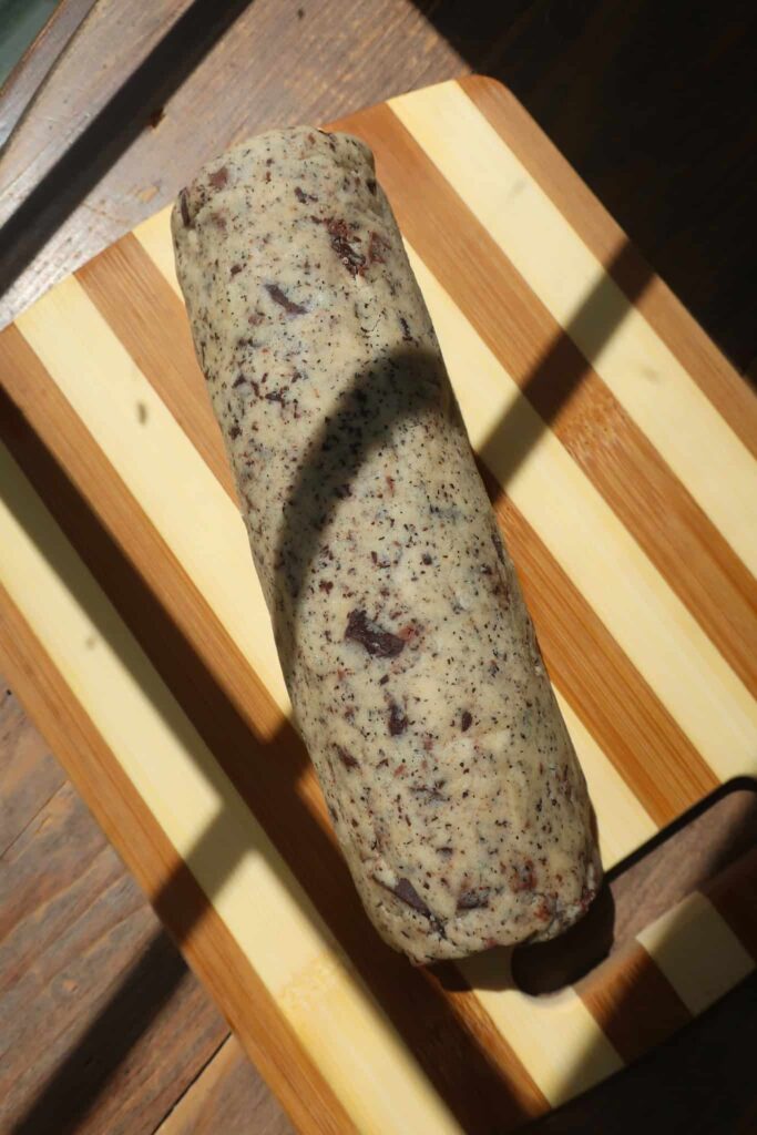 log of slice and bake shortbread cookie dough