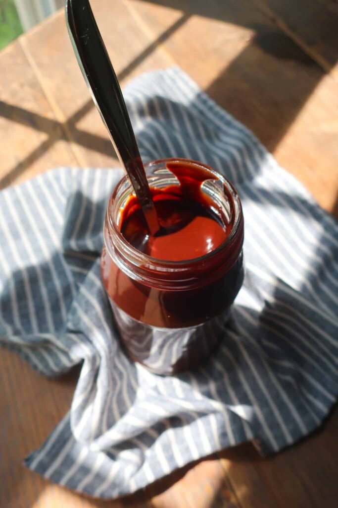 homemade hot fudge sauce in jar