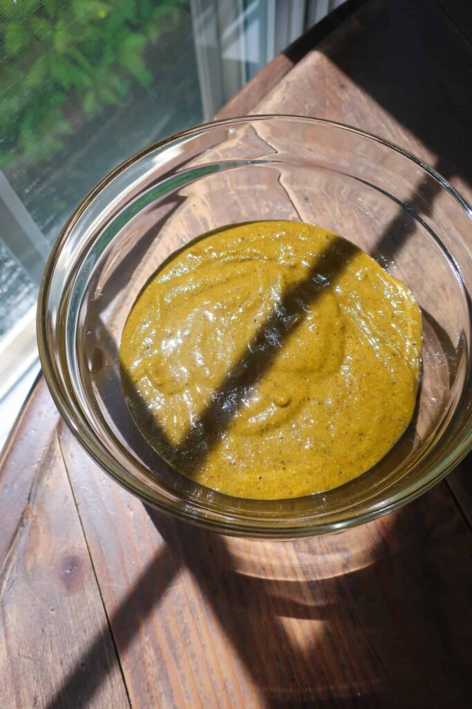 homemade pistachio paste in bowl