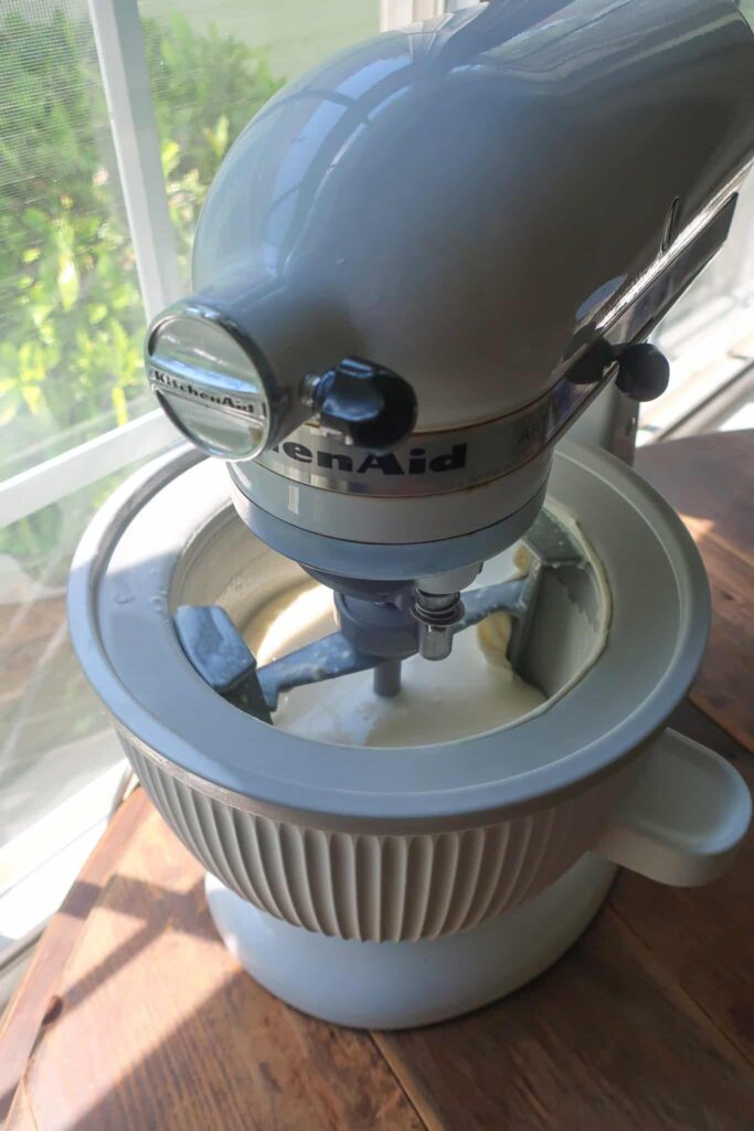 churning ice cream with kitchenaid mixer