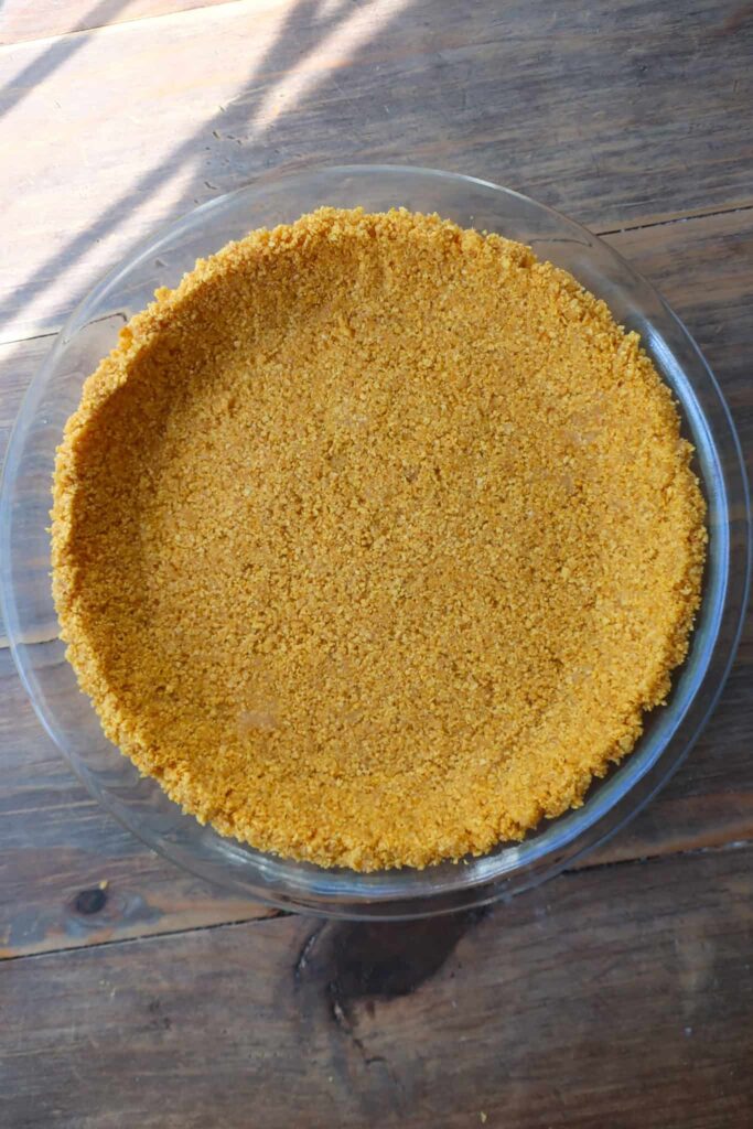 cornflake crust pressed into pan