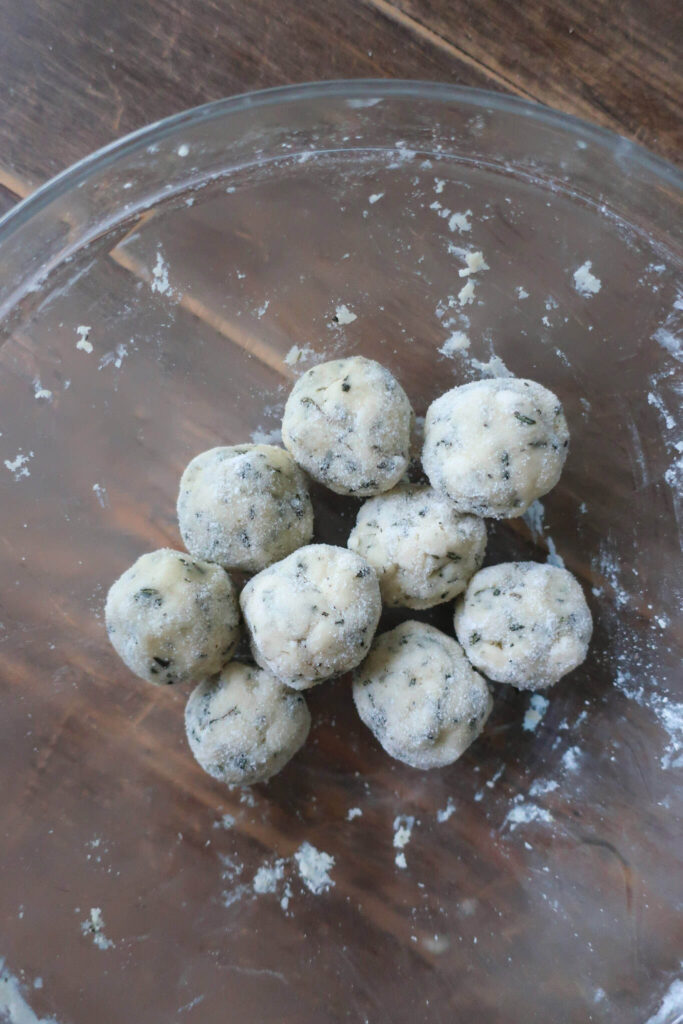 rosemary cookie dough balls in bowl