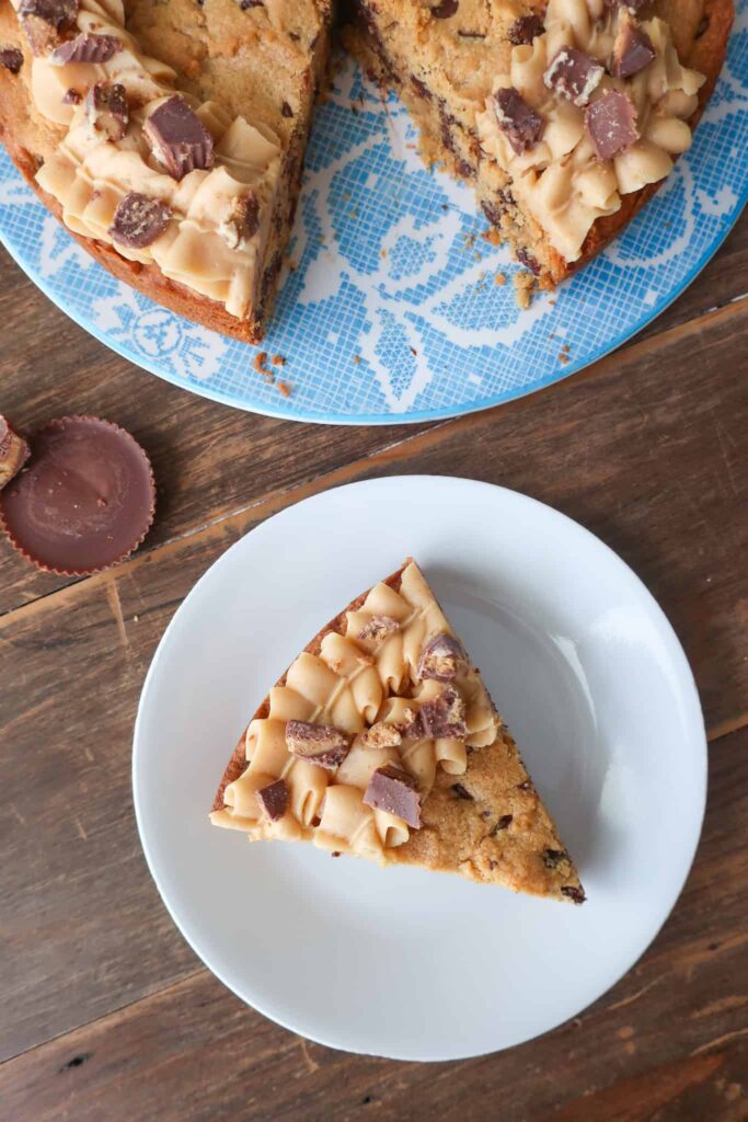 slice of cookie cake recipe for birthdays and celebrations