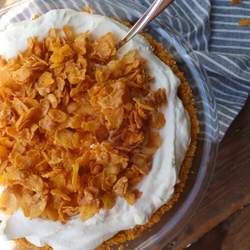 summer cereal milk pie with whipped cream