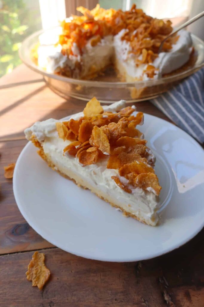 slice of cold pie with cornflake topping