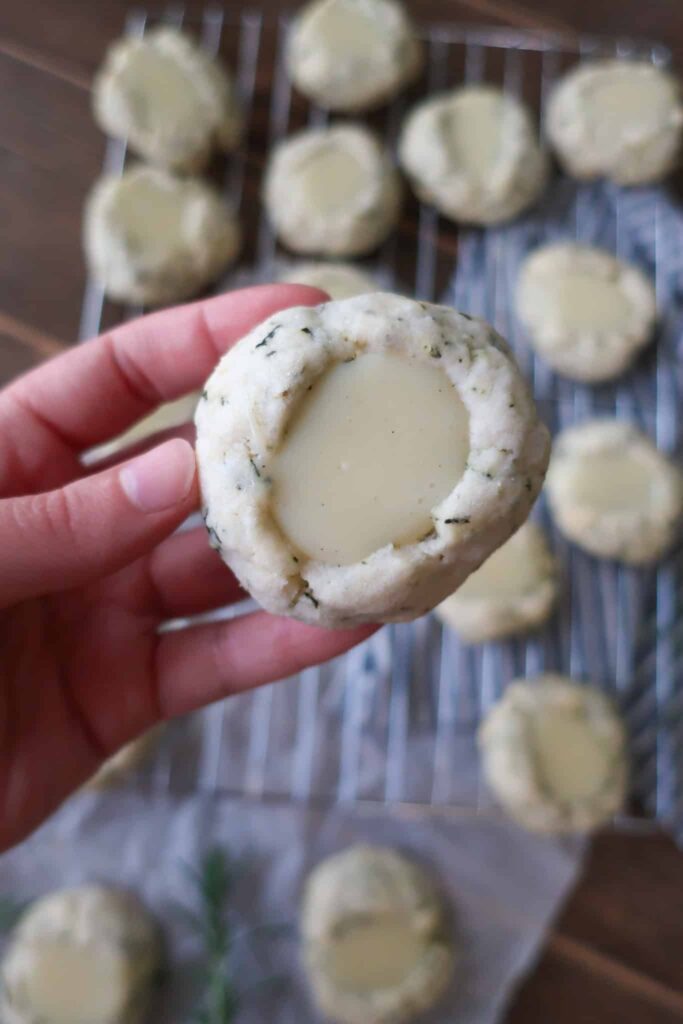 white chocolate thumbprint cookie