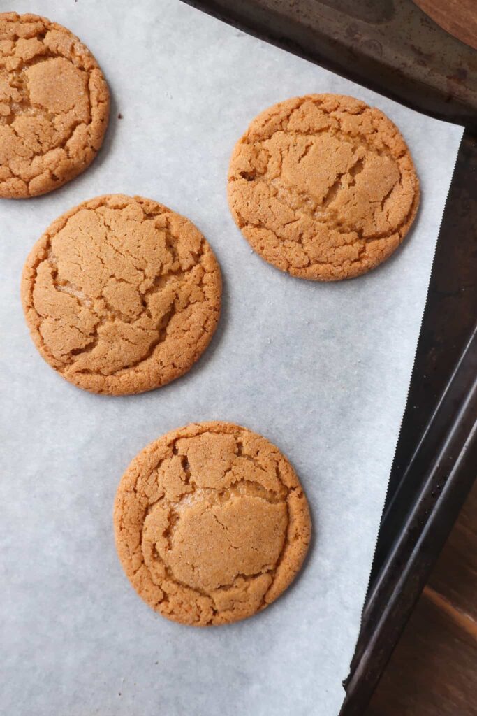 baked ginger cookies on tray