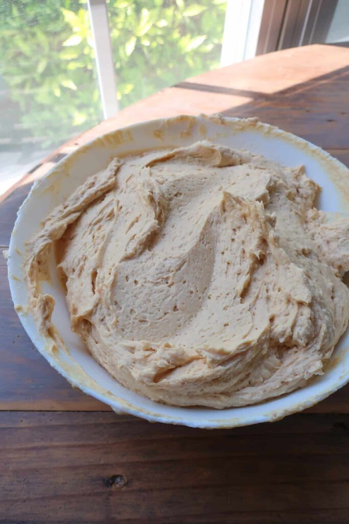 no bake peanut butter mousse in a bowl