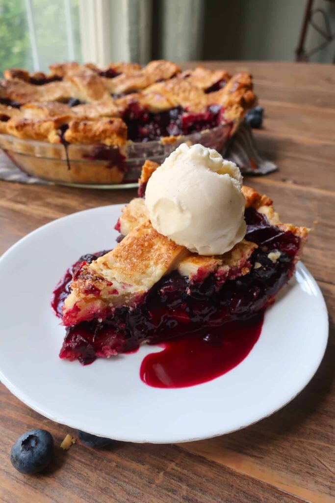classic homemade blueberry pie with all butter crust