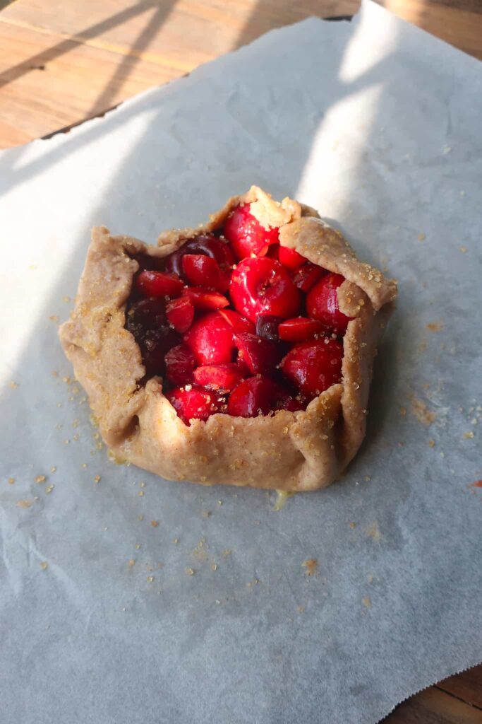 cherry galette assembled and ready for the oven