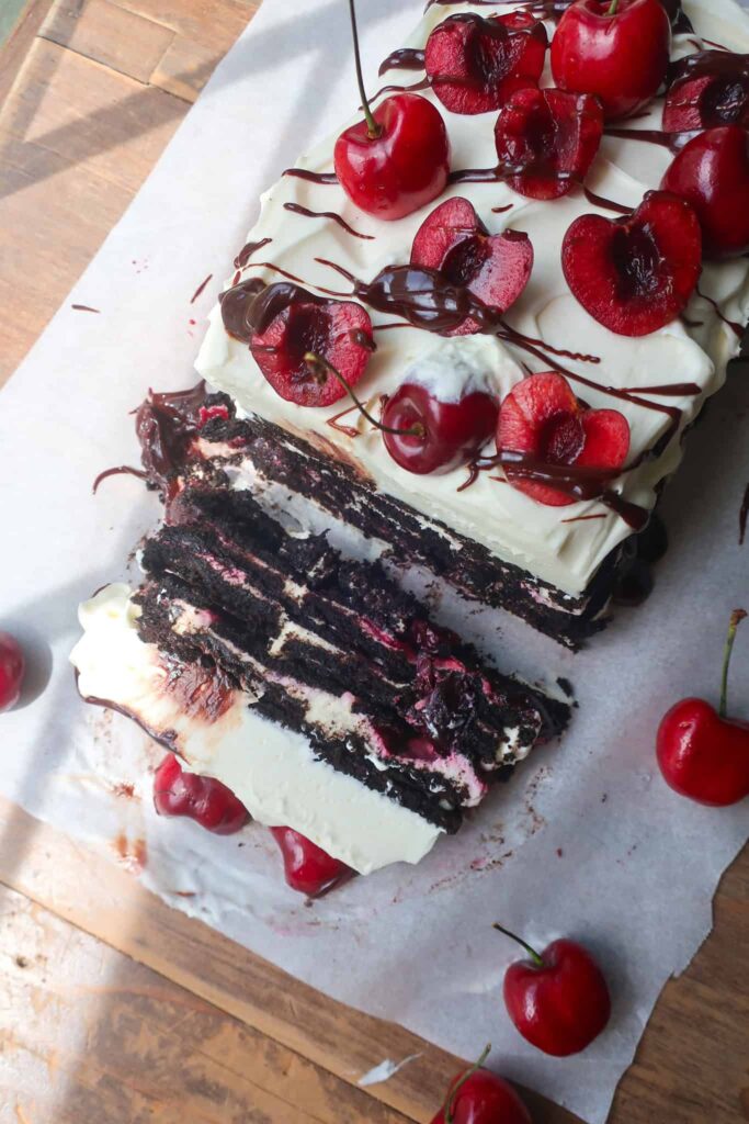 cold chocolate cherry dessert for summer