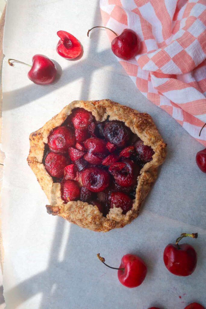 single serve cherry galette with fresh or frozen cherries