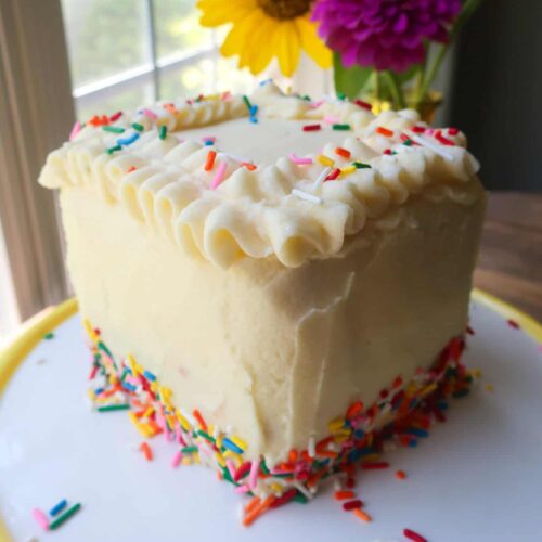 mini tiered cake with vanilla buttercream