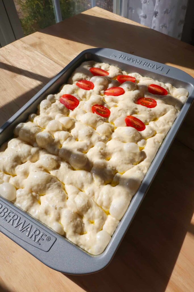 dimpled tomato focaccia dough
