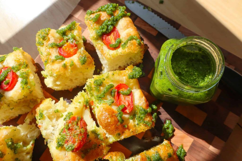 easy tomato pesto focaccia recipe