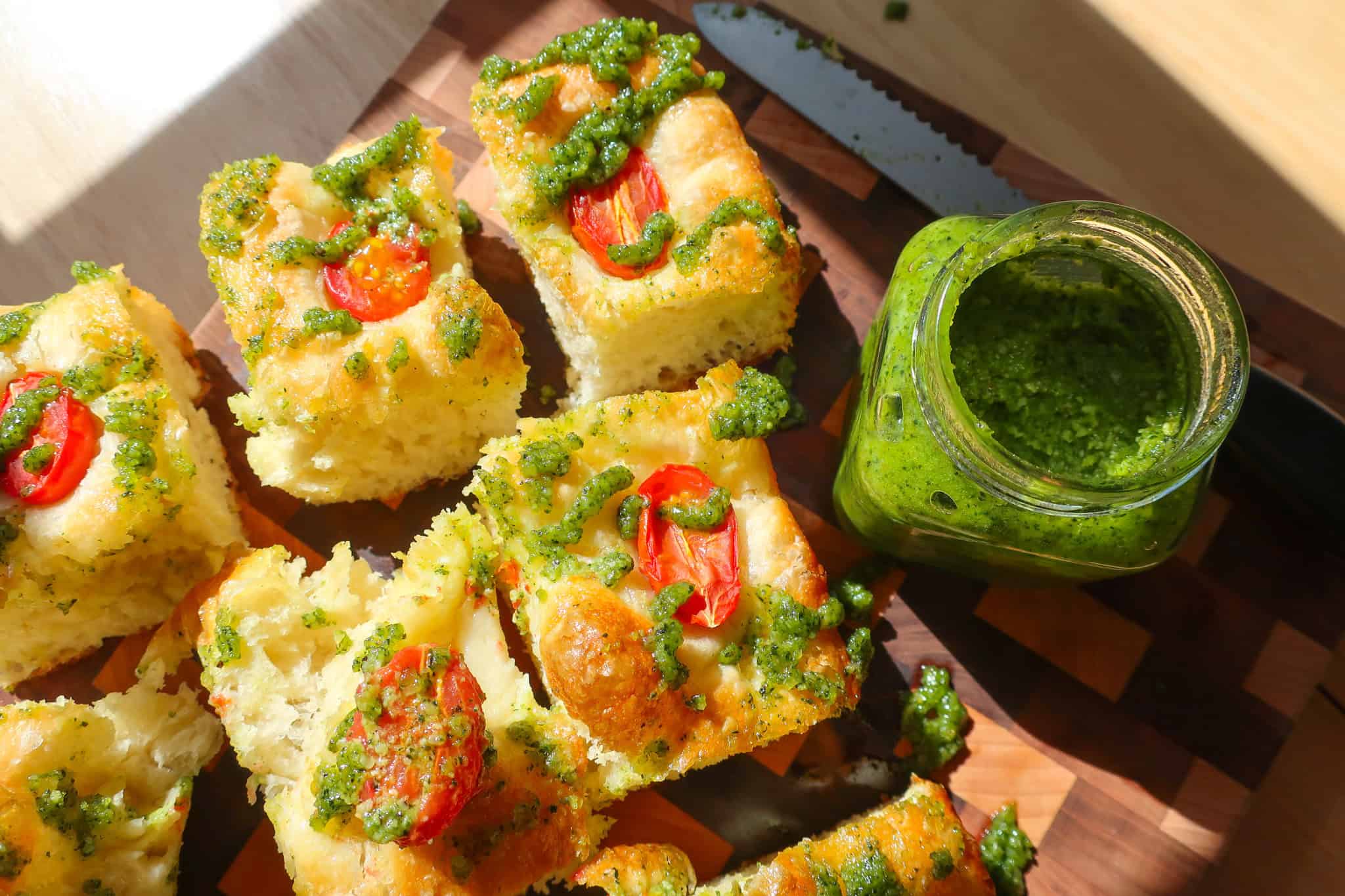 easy tomato pesto focaccia recipe