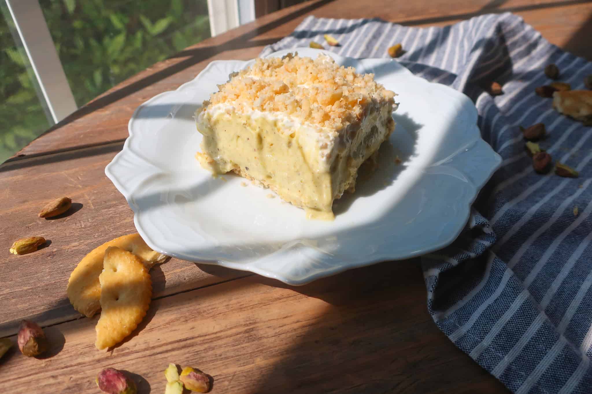 no-bake pistachio dessert recipe made from scratch