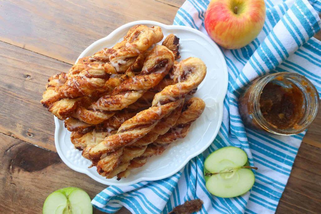 homemade apple butter puff pastry twists