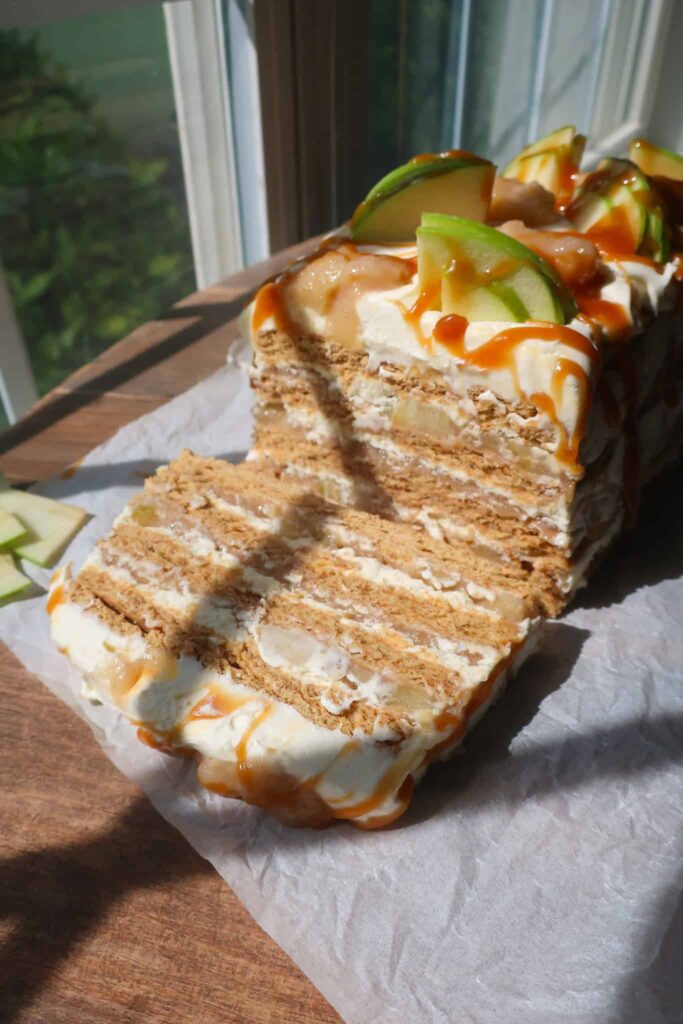 cold apple dessert with caramel